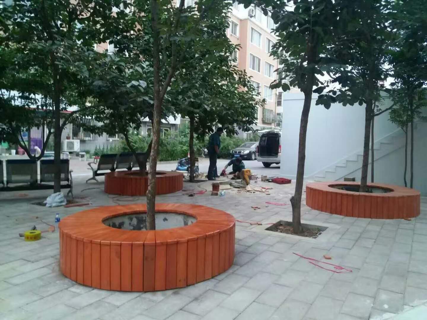 防腐木树围椅